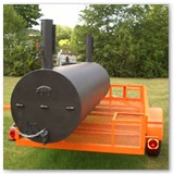 8' x 30" Charcoal wood smoker with gas powered warmer/smoker cooker box